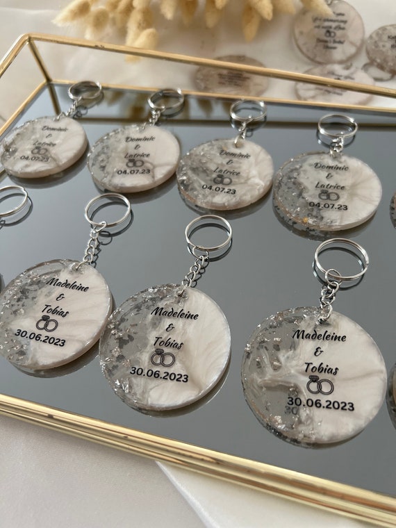 Silver Wedding Keychain Favors: Personalized Party Gifts - Etsy