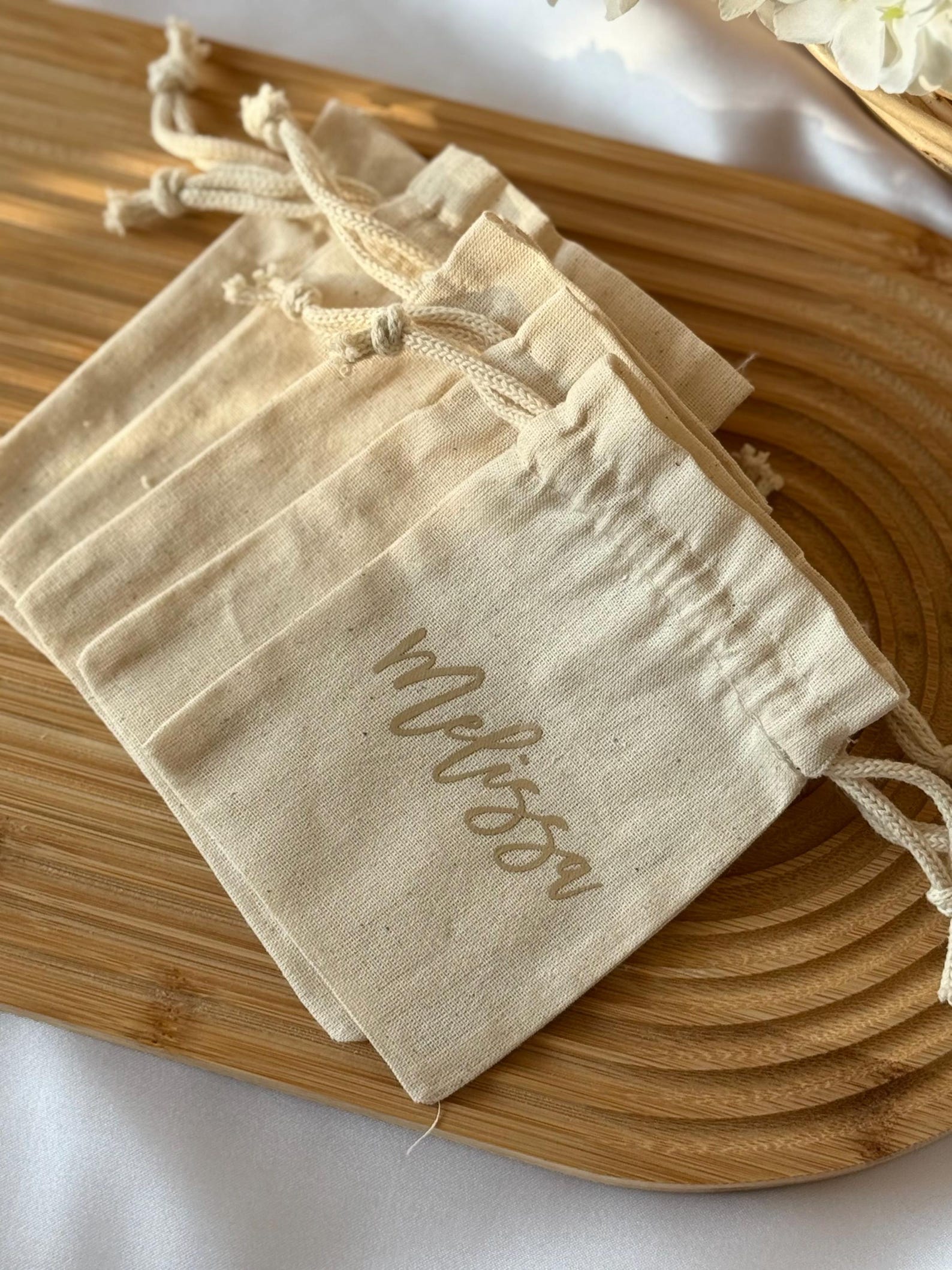 Personalized Cotton Drawstring Pouches: Wedding & Shower Favor Bags - Etsy
