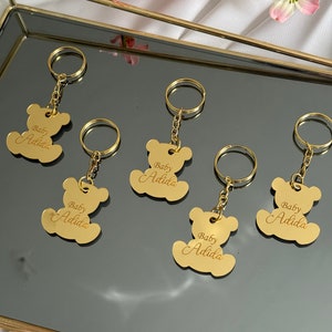 Teddy Bear Acrylic Keychain: Personalized Baby Shower Favors - Etsy