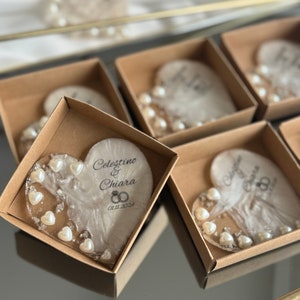 Imanes de nevera con forma de corazón de perlas / Regalo de boda único