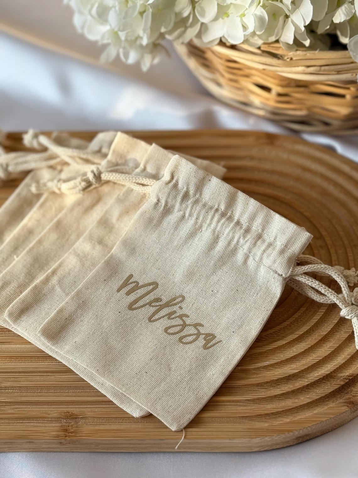 Personalized Cotton Drawstring Pouches: Wedding & Shower Favor Bags - Etsy