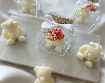 Kaarsgunsten | Teddybeerkaarsen | Kaarscadeaus voor babyshowers | Babyshowerbedankjes | Kaarsenbedankjes voor babyshowers | Feestkaars cadeaus