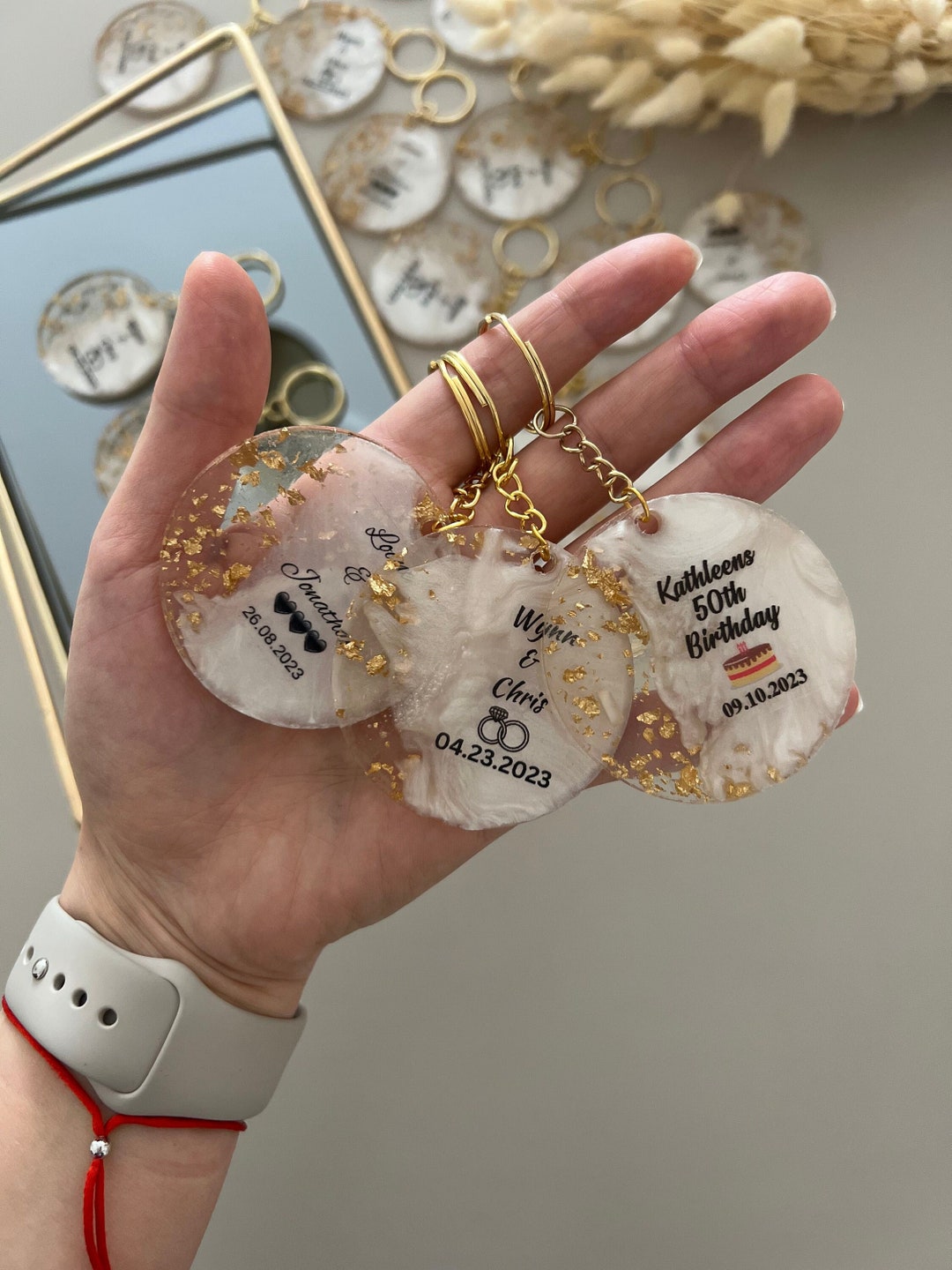 Round Keychain Favors in Bulk Wedding Keychain Favors for Guests Bridal