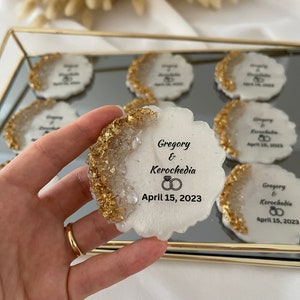 Unique Wedding Magnet Favors: Gold Accent Party Gifts