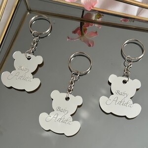 Teddy Bear Acrylic Keychain: Personalized Baby Shower Favors - Etsy