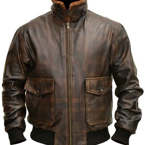 New Men's A-2 Flight Aviator G-1 Brown Jacket Distressed Brown Real ...