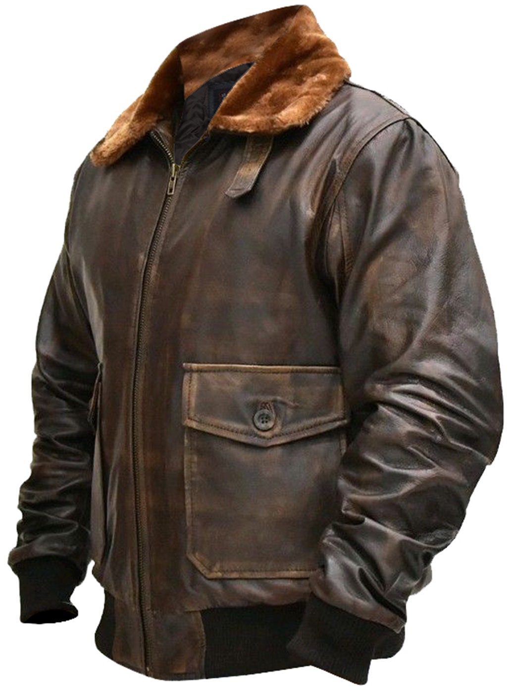 New Men's A-2 Flight Aviator G-1 Brown Jacket Distressed Brown Real ...