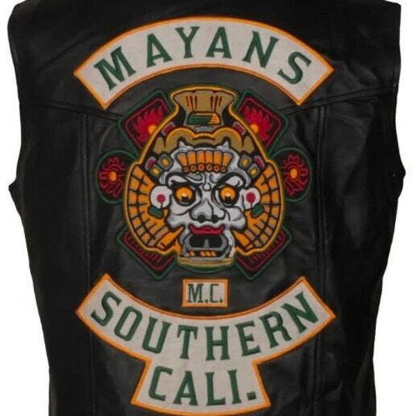 Herren Mayans MC Michael Irby Mayans Biker Rider Schwarz Echtleder Weste