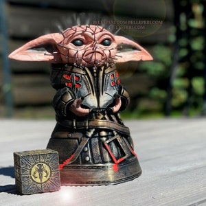 Baby Yoda Pinhead Hellraiser Mashup,The Child Cenobite, The Mandalorian Grogu Figure Collection Statue, Lament Contifiguration puzzle box