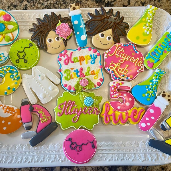 1 Doz. Science Lab, Science Birthday Cookies, Baby Shower, Lab Week Cookies, Wonder Cookies, Girl Birthday, Boy Birthday