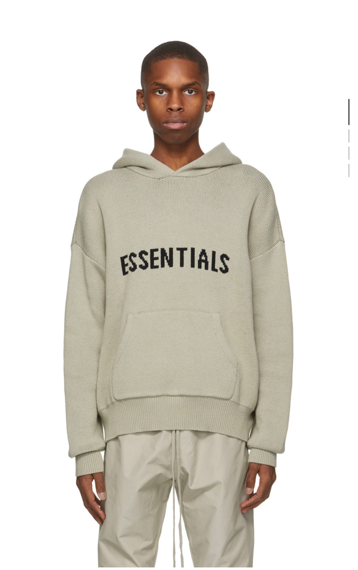 Essentials Olive/Khaki Knit Logo Hoodie | Etsy
