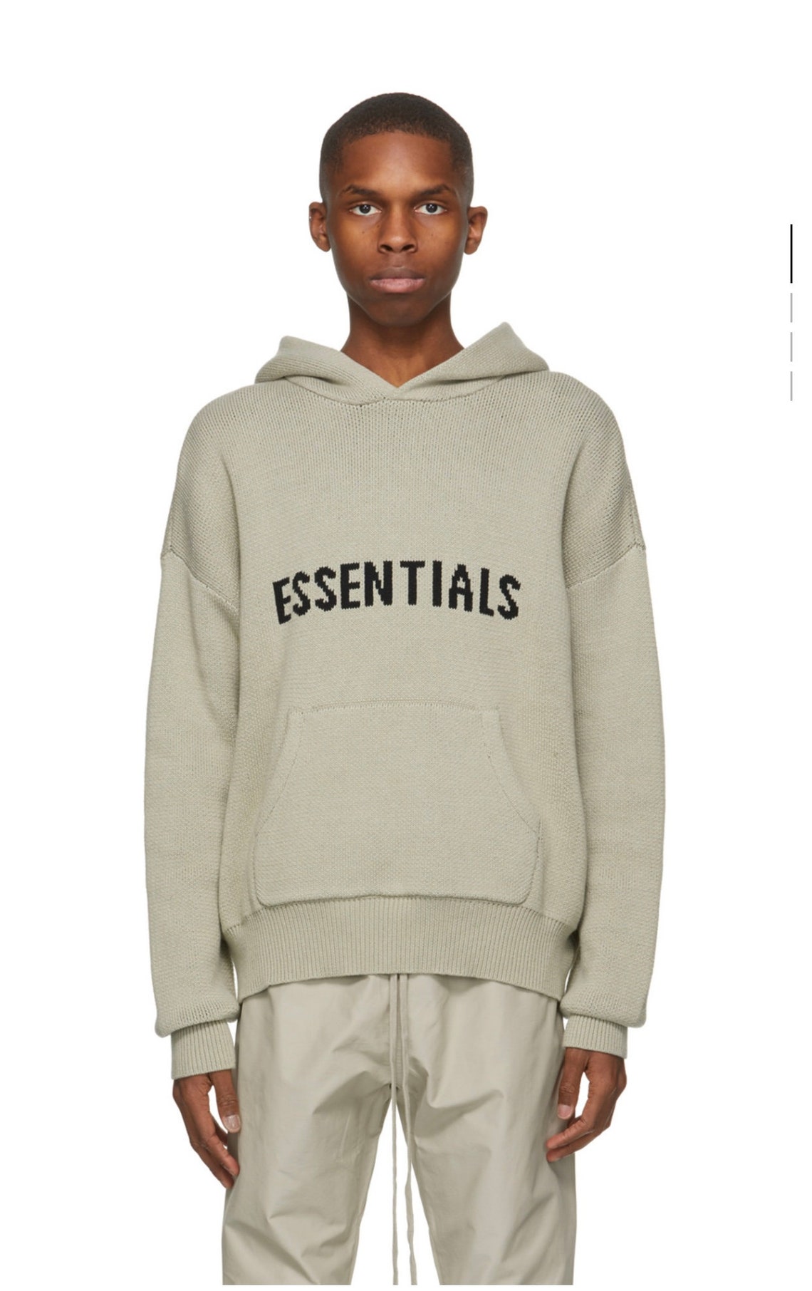 Essentials Olive/Khaki Knit Logo Hoodie Etsy