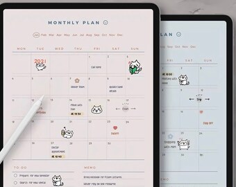 Planificador digital sin fecha para GoodNotes: formato PDF vertical diario, semanal y mensual / Plantilla con hipervínculos para iPad