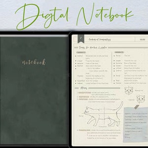 Emerald Digital Notebook for GoodNotes: Hyperlinked Note Pages (PDF Download)
