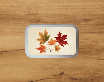 Aluminium Tin With Antique Botanical Print | Maple leaves l | Storage | Packaging  by Bramblewoods