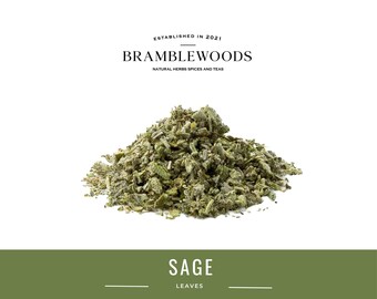 Hojas de salvia cortadas 100% naturales (Salvia officinalis) de Bramblewoods