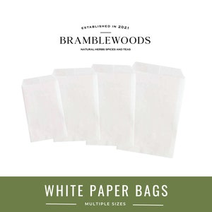 100 pezzi Sacchetti di carta bianca / Per uso alimentare / Varie misure di Bramblewoods