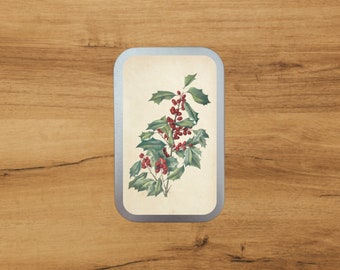 Boîte en aluminium avec impression botanique antique | Houx | Noël | Rangement | Emballage par Bramblewoods