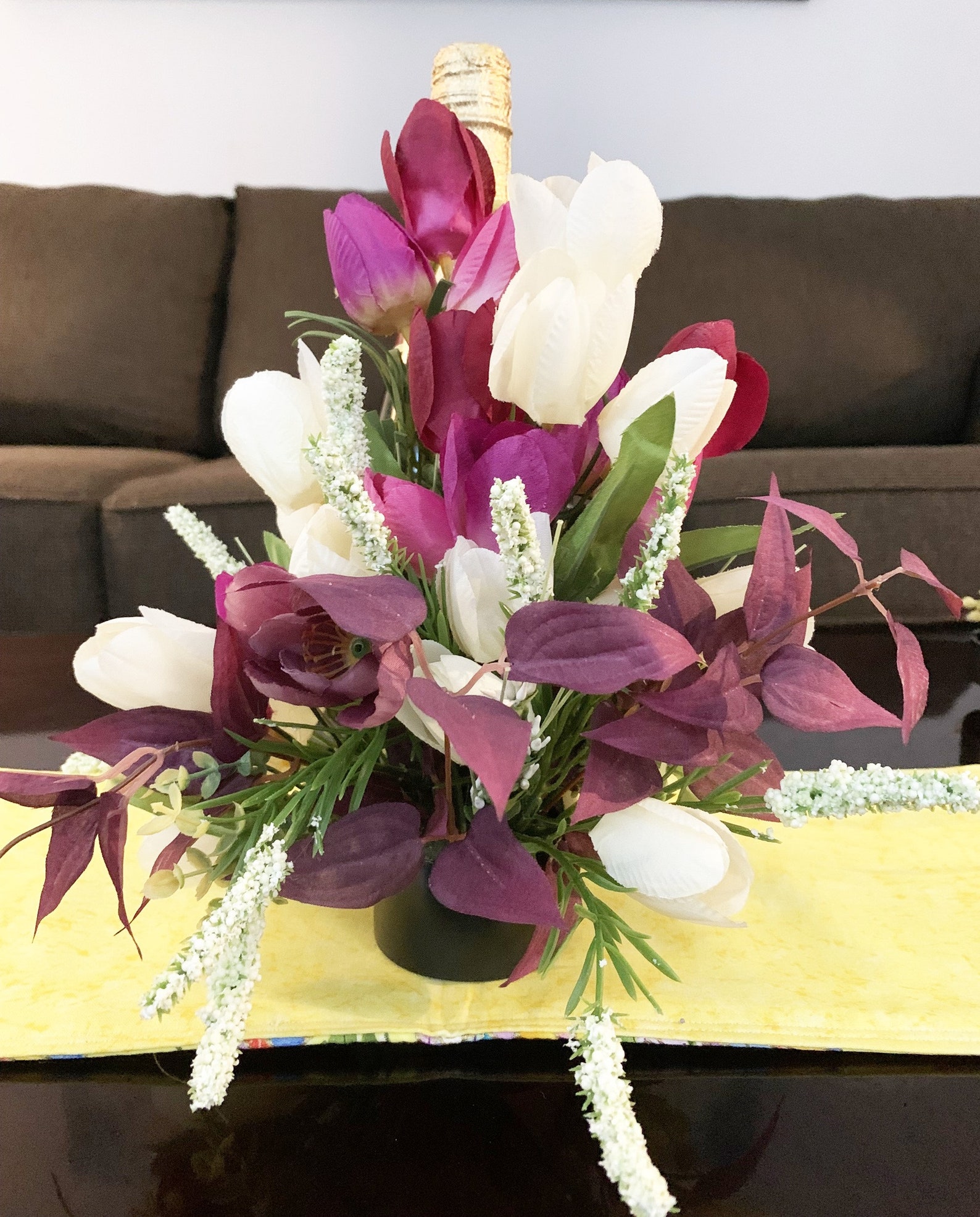 Wine Bottle Flower Holder Decorated Wine Bottle Wine Gifts Etsy