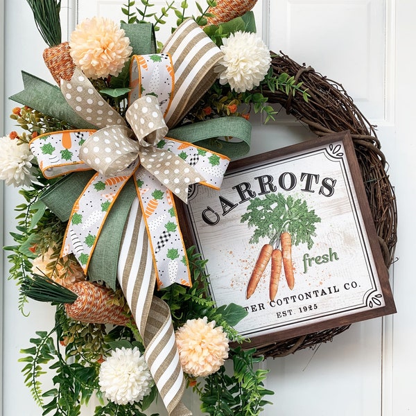 Easter Wreath; Easter Wreath Front Door; Easter Carrots Wreath; Easter Front Door Hanger; Easter Housewarming Gift; Easter Door Decor