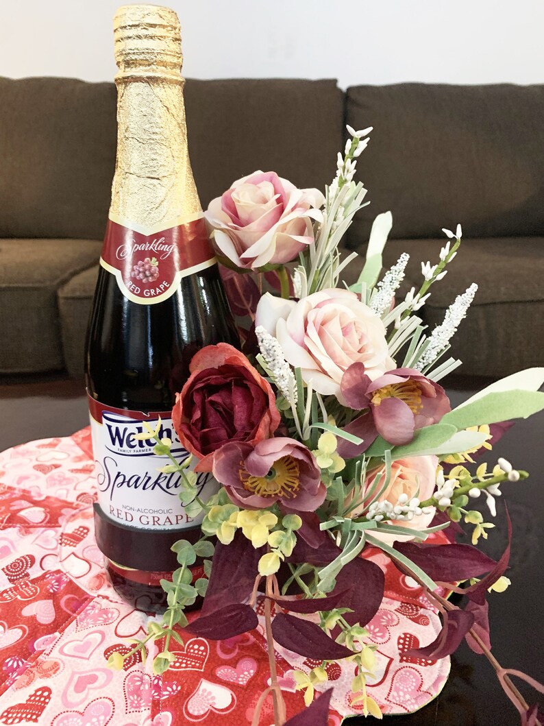 Wine Bottle Flower Holder Decorated Wine Bottle Wine Gifts Etsy