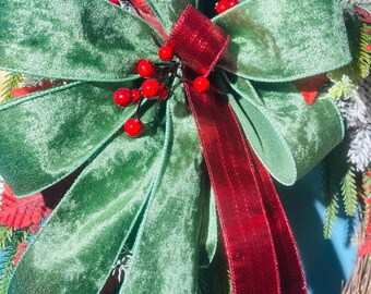 Hand-Tied Velvet Bows for Wreaths, Mailboxes, Lanterns (Customizable)