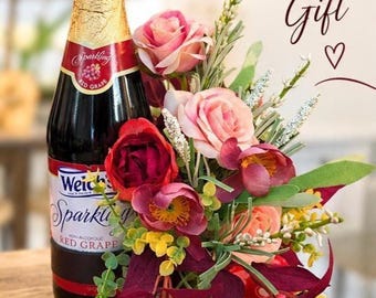 Custom Floral Bottle Clip, Handmade Wine Bottle Decoration, Wedding Gift Arrangement