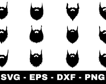 Beard svg Bundle | 12 Beard Style Silhouette Cut Files for Cricut Silhouette Cameo | Barber Clipart svg png eps dxf Grooming