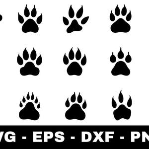Paw Print svg Bundle | 15 Animal Paw Silhouette Cut Files for Cricut Silhouette | Dog Cat Paw Clipart svg png eps dxf Pet Lover