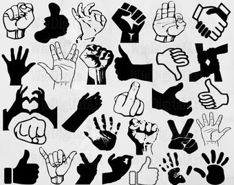 Hand Gestures Svg Hand Gestures Silhouette Hand Gestures Etsy 日本