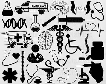 Medical Caduceus svg - Medical Silhouette - Medicine svg bundle - Medicine svg design - Doctor Cut File - Organ Clipart -Svg -Eps -Dxf -Png