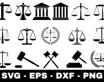 Justice Silhouette SVG Bundle, Lady Justice Scales Clipart, Law Symbol Cut Files (svg, png, eps, dxf)
