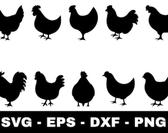 Chicken Silhouette svg png dxf eps | Cricut Cut File | Farm Animal Clipart