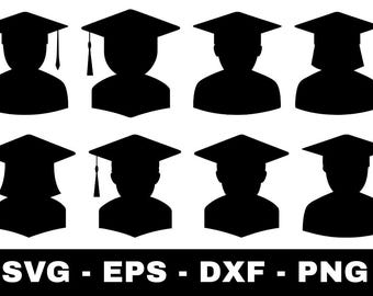 Graduates svg Bundle | 8 Graduation People Silhouette Cut Files for Cricut Silhouette | Class of 2026 Clipart svg png eps dxf
