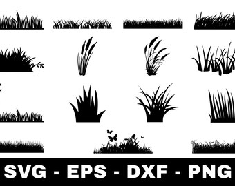 Grass Silhouette SVG Bundle, 15 Nature Clipart Designs (svg, png, eps, dxf)
