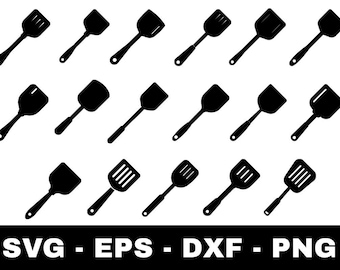 Spatula Silhouette Svg Bundle 17 Designs, Kitchen Utensil Cut File, Cricut Silhouette PNG DXF EPS, Cooking Clipart Instant Download