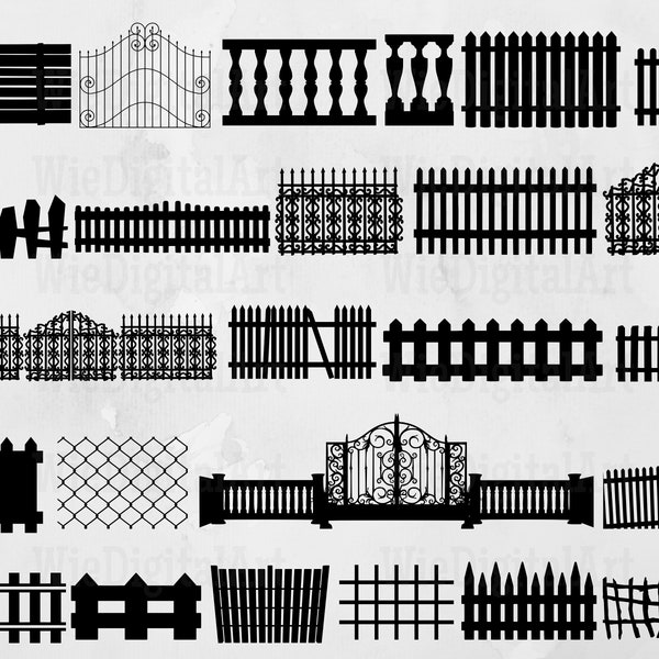 Fence svg - Fence Silhouette Bundles - Gate Silhouette bundles - Fence svg design - Fence Cut File - Fence Clipart - Svg - Eps - Dxf - Png