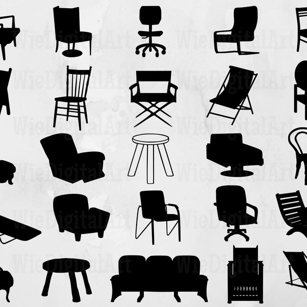 Chair svg - Chair Silhouette - Chair svg bundle - Chair svg design - Chair Cut File - Chair Clipart - Svg - Eps - Dxf - Png