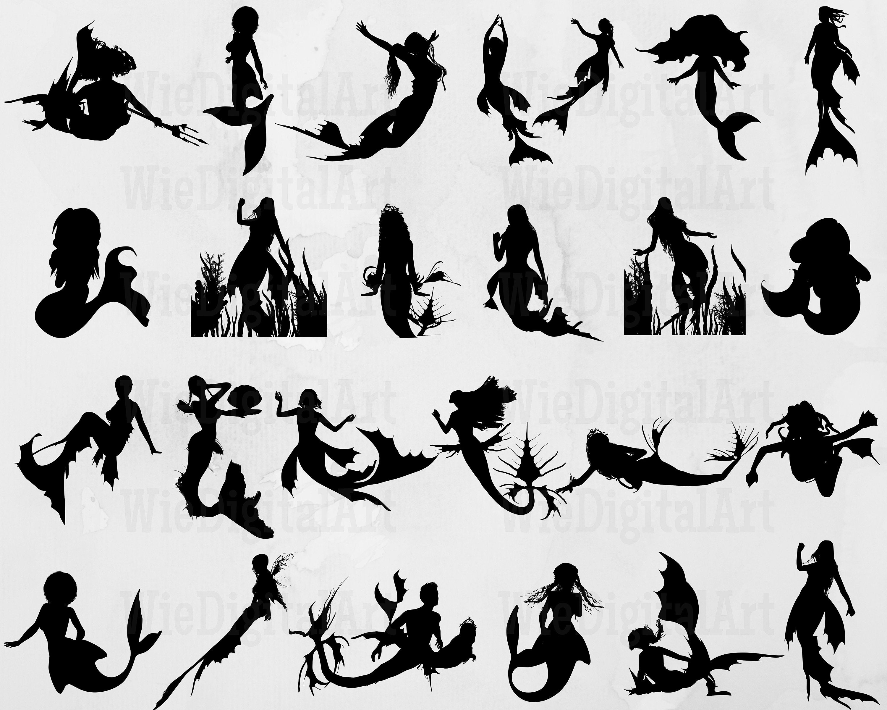 Mermaid Svg Mermaid Silhouette Mermaid Svg Bundle - Etsy