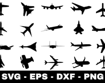 Airplane svg Bundle | 20 Travel Airplane Silhouette Cut Files for Cricut Silhouette Cameo | Aviation Clipart svg png eps dxf