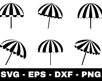 Beach Umbrella svg Bundle | 6 Summer Beach Umbrella Cut Files for Cricut Silhouette Cameo | Vacation Clipart svg png eps dxf