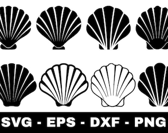 Seashell svg Bundle | 8 Coastal Beach Seashell Silhouette Cut Files for Cricut Silhouette | Ocean Clipart svg png eps dxf Summer