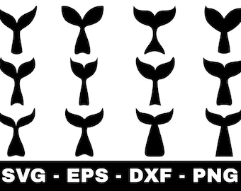 Whale Tail svg Bundle | 12 Ocean Whale Tail Silhouette Cut Files for Cricut Silhouette | Nautical Fluke Clipart svg png eps dxf