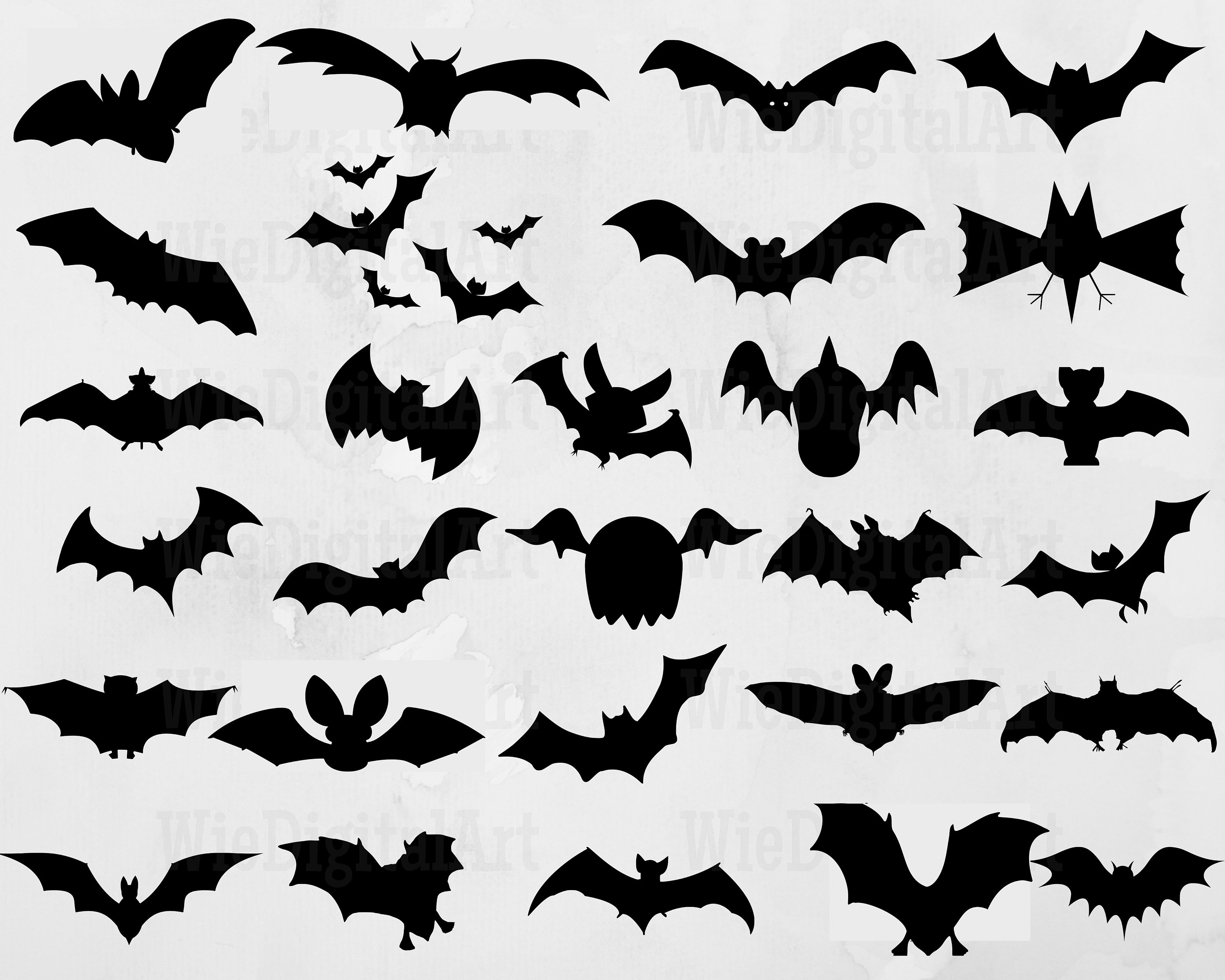 Bat Svg Bat Silhouette Bat Vector Bundles Flying Bats Etsy