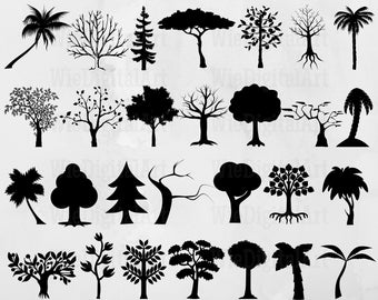 Tree svg - Tree Silhouette - Tree svg bundle - Tree svg design - Tree Cut File - Tree Clipart - Svg - Eps - Dxf - Png