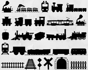 Train svg - Train Silhouette - Train svg bundle - Locomotive svg design - Locomotive Cut File - Steam Engine Clipart - Svg - Eps - Dxf - Png