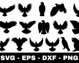 Eagle svg Bundle | 16 Bald Eagle Silhouette Cut Files for Cricut Silhouette | Flying Eagle Clipart svg png eps dxf Patriotic Bird