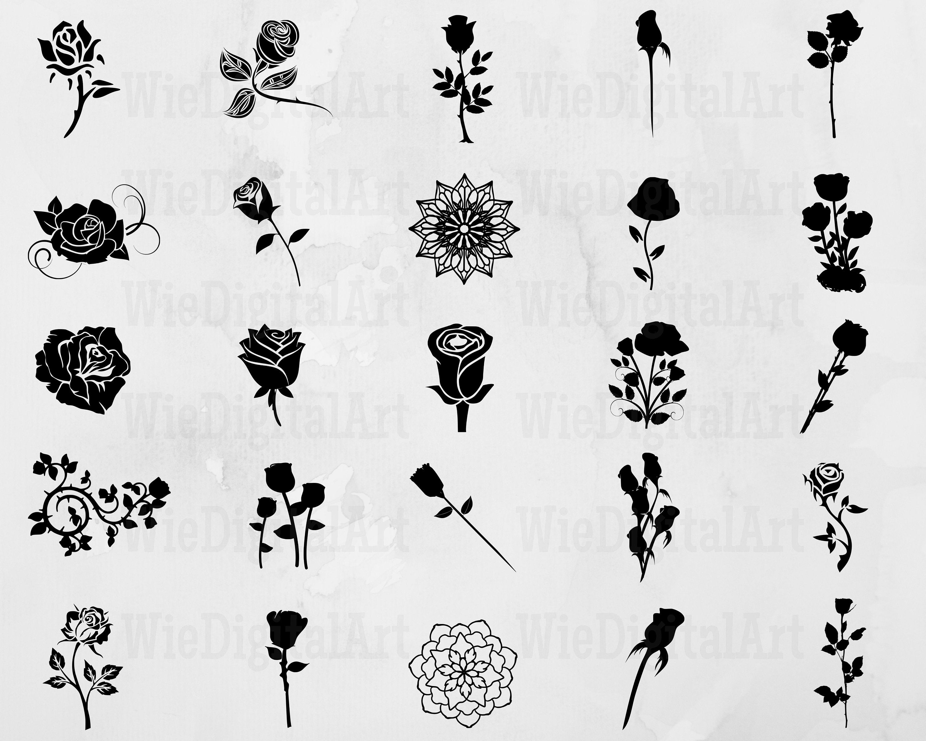 Rose Svg Rose Silhouette Rose Svg Bundle Rose Svg Design - Etsy