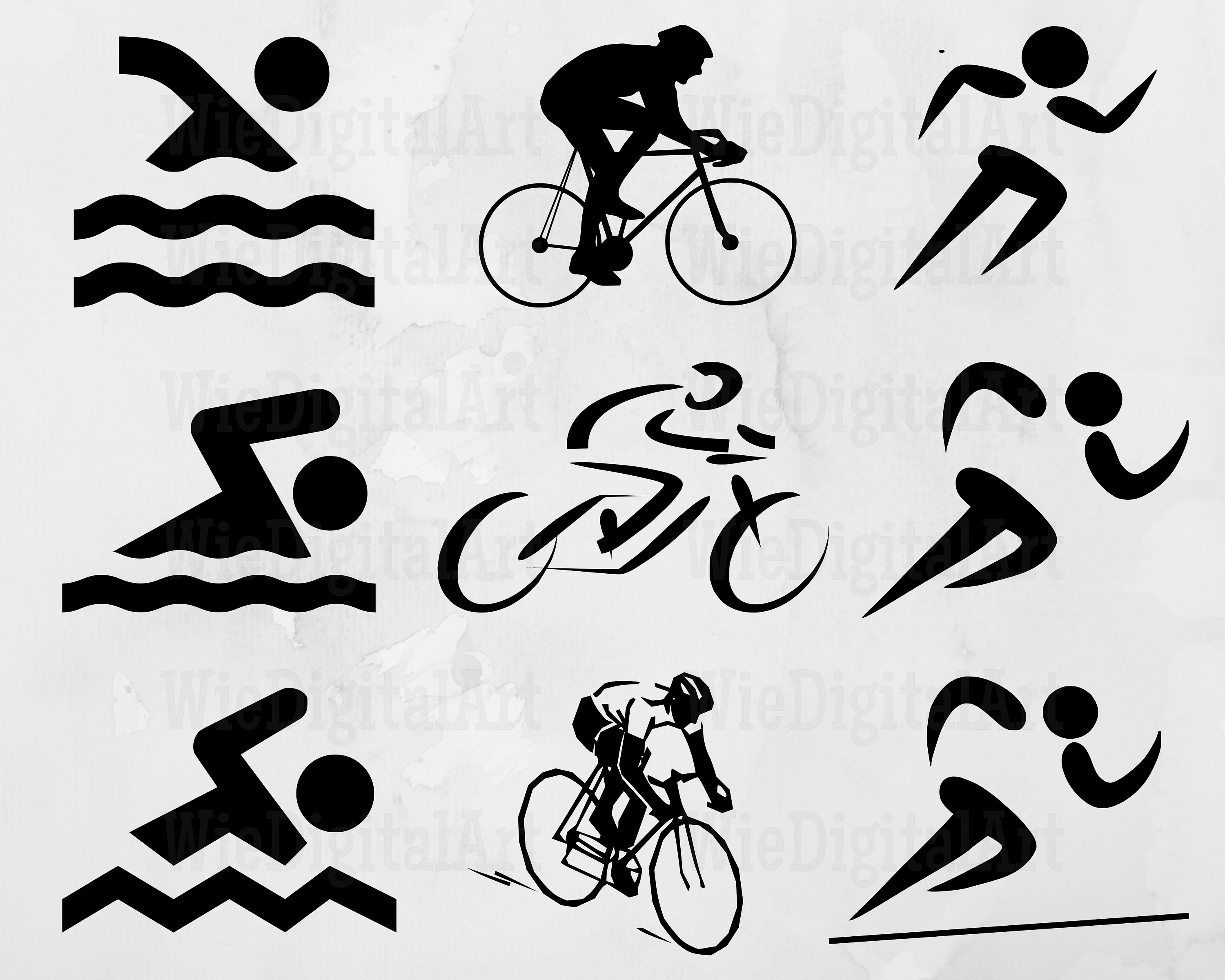 Triathlon svg Triathlon Silhouette Triathlon svg bundle Etsy.de