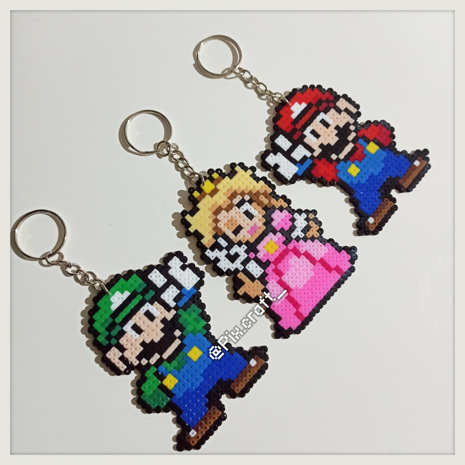Mario Bros 8bit Pixel Art Mario Bros Keychains Hama Beads